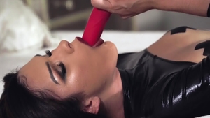 TransAngels: Brunette Alisia Rae takes a big dildo
