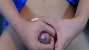 large wobblers Filipina Translady In Glasses Jerks Off Her large weenie